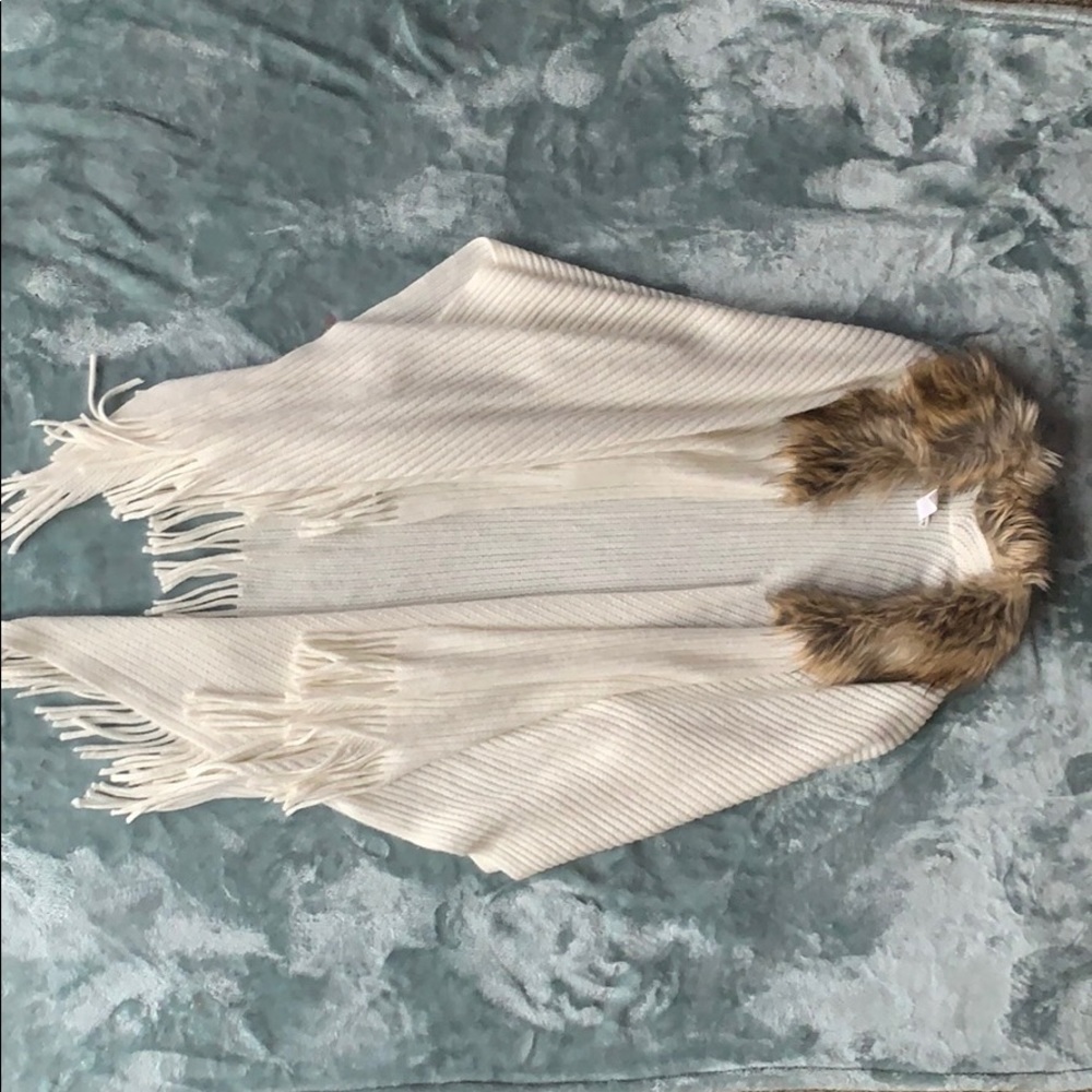 VERY soft white furry cardigan